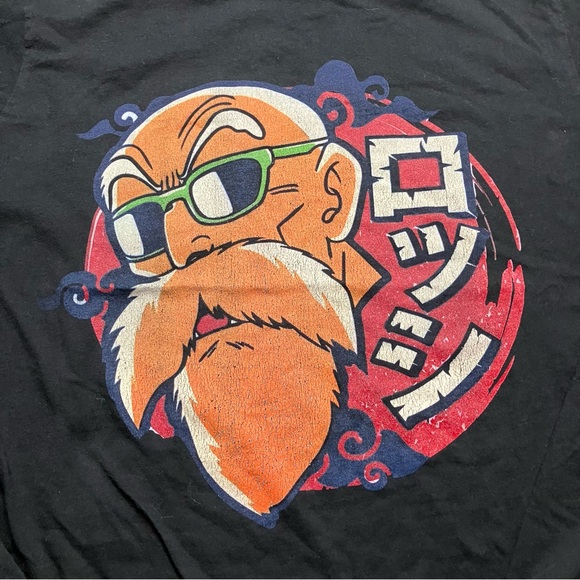 ☀️ Dargon Ball Z Master Roshi Anime Long Sleeve Tee Mens Size L Black - Picture 3 of 4
